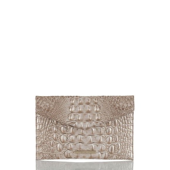 Brahmin Handbags - Brahmin Cream Metallic Envelope Clutch